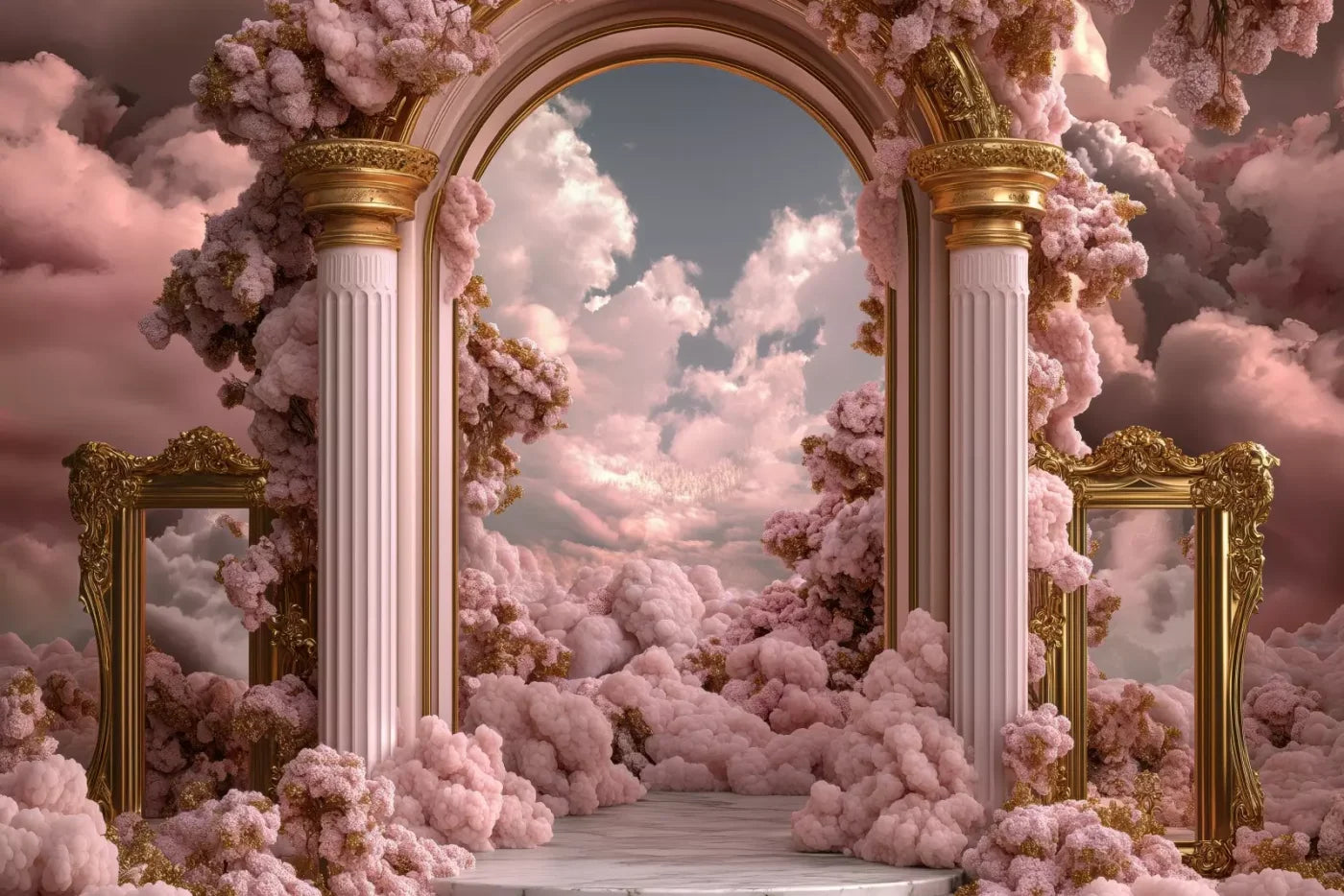 Bubblegum Palace Arch 12’X8’ Ultracloth (144 X 96 Inch) Backdrop