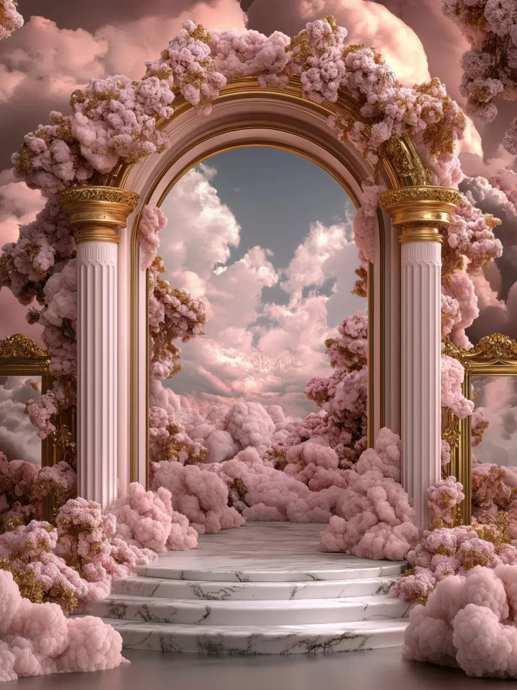 Bubblegum Palace Arch 6’X8’ Fleece (72 X 96 Inch) Backdrop