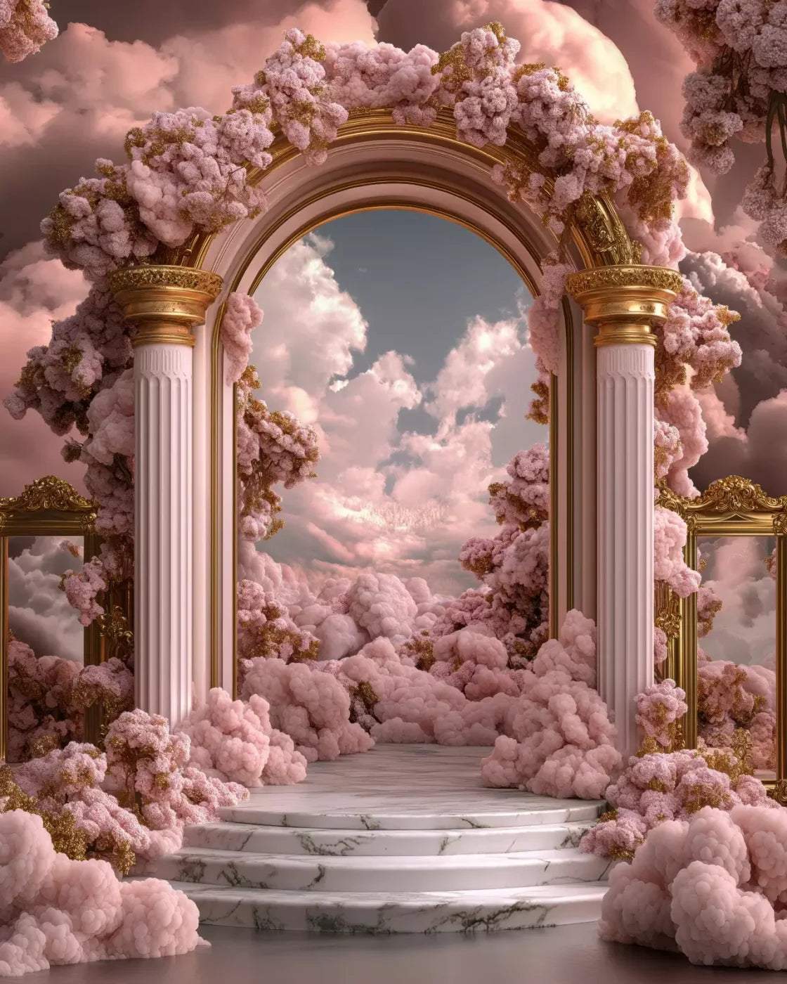 Bubblegum Palace Arch 8’X10’ Fleece (96 X 120 Inch) Backdrop