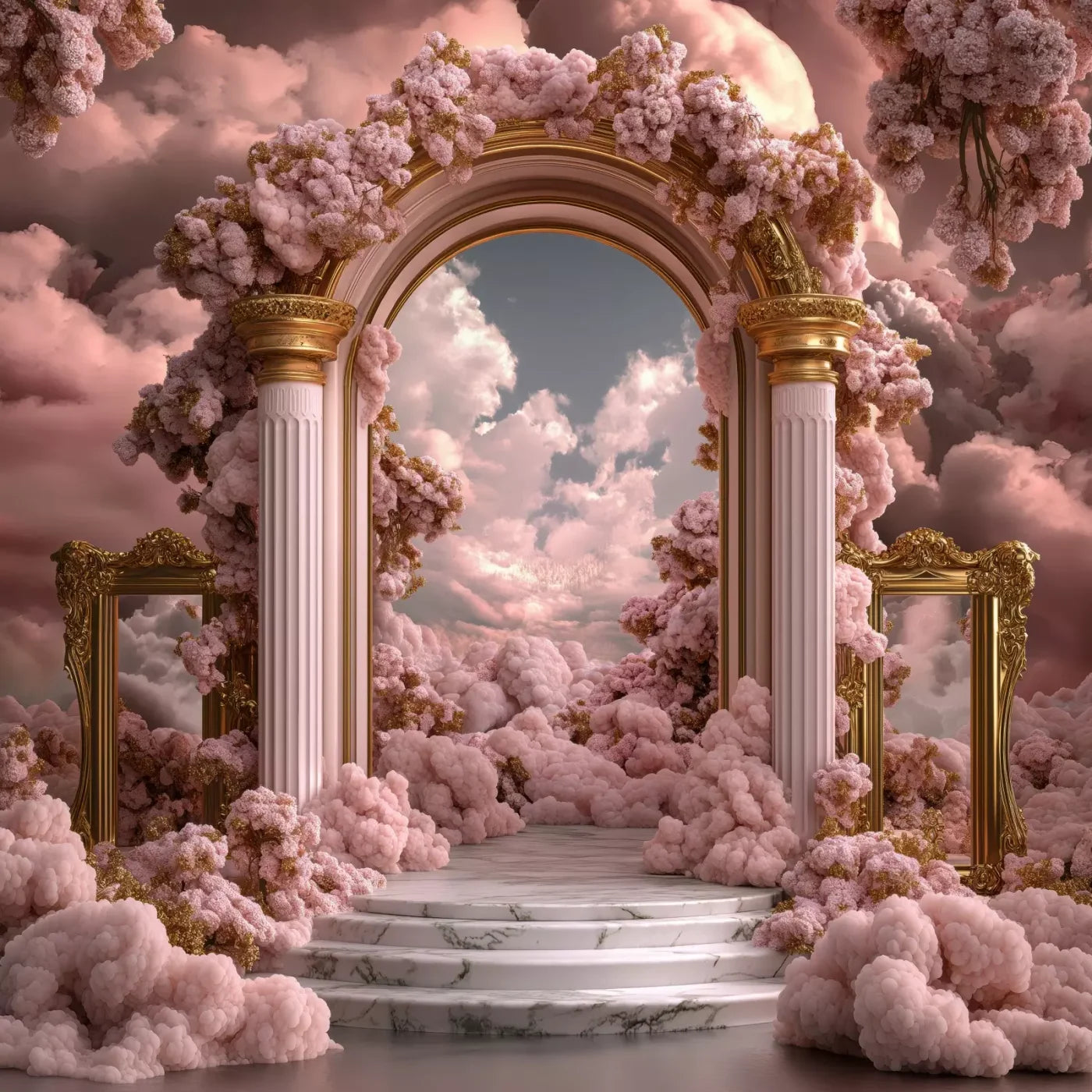 Bubblegum Palace Arch 8’X8’ Fleece (96 X Inch) Backdrop