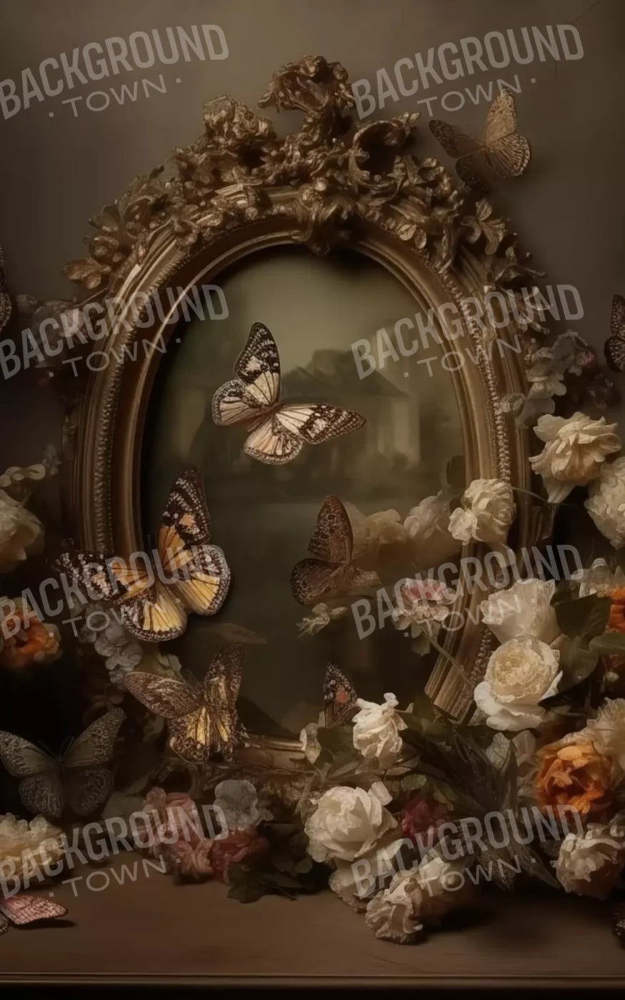 Butterflies In From Of Painting 5’X8’ Ultracloth (60 X 96 Inch) Backdrop