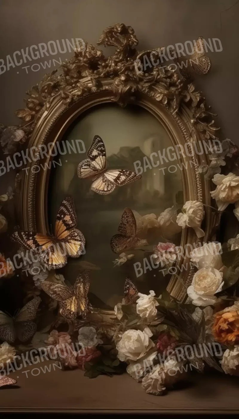 Butterflies In From Of Painting 8’X14’ Ultracloth (96 X 168 Inch) Backdrop