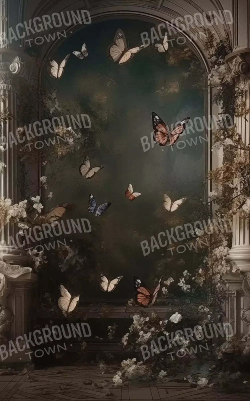 Butterflies With Victorian Pillars 5’X8’ Ultracloth (60 X 96 Inch) Backdrop