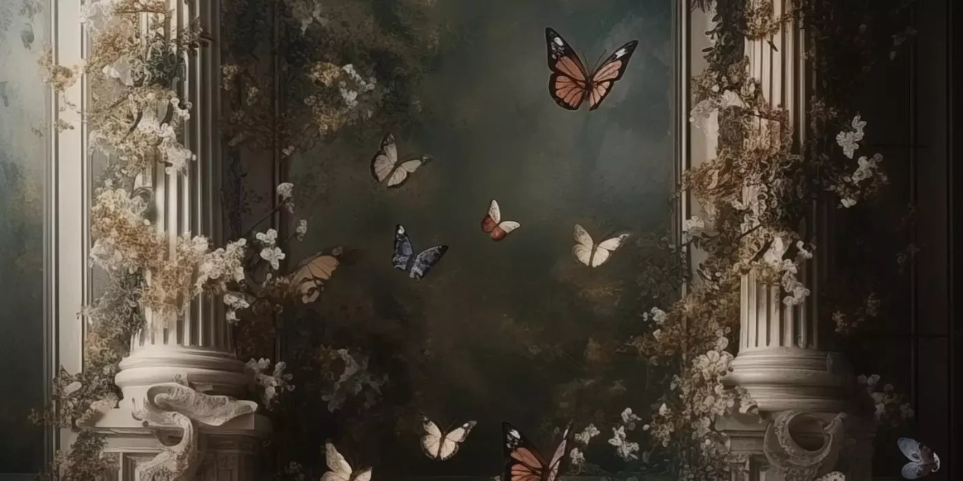 Butterflies With Victorian Pillars 16’X8’ Ultracloth (192 X 96 Inch) Backdrop