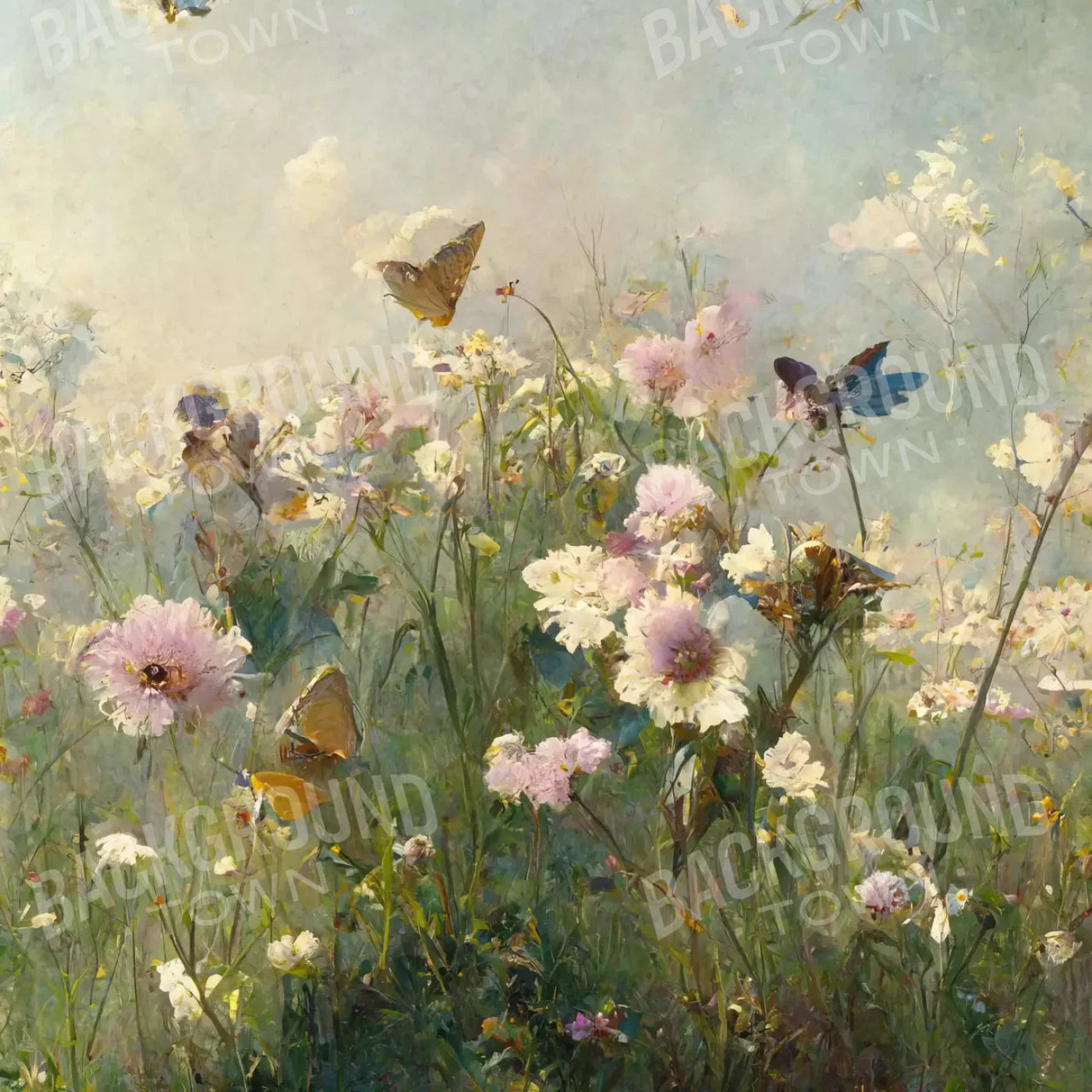 Butterfly Field 8X8 Fleece ( 96 X Inch ) Backdrop