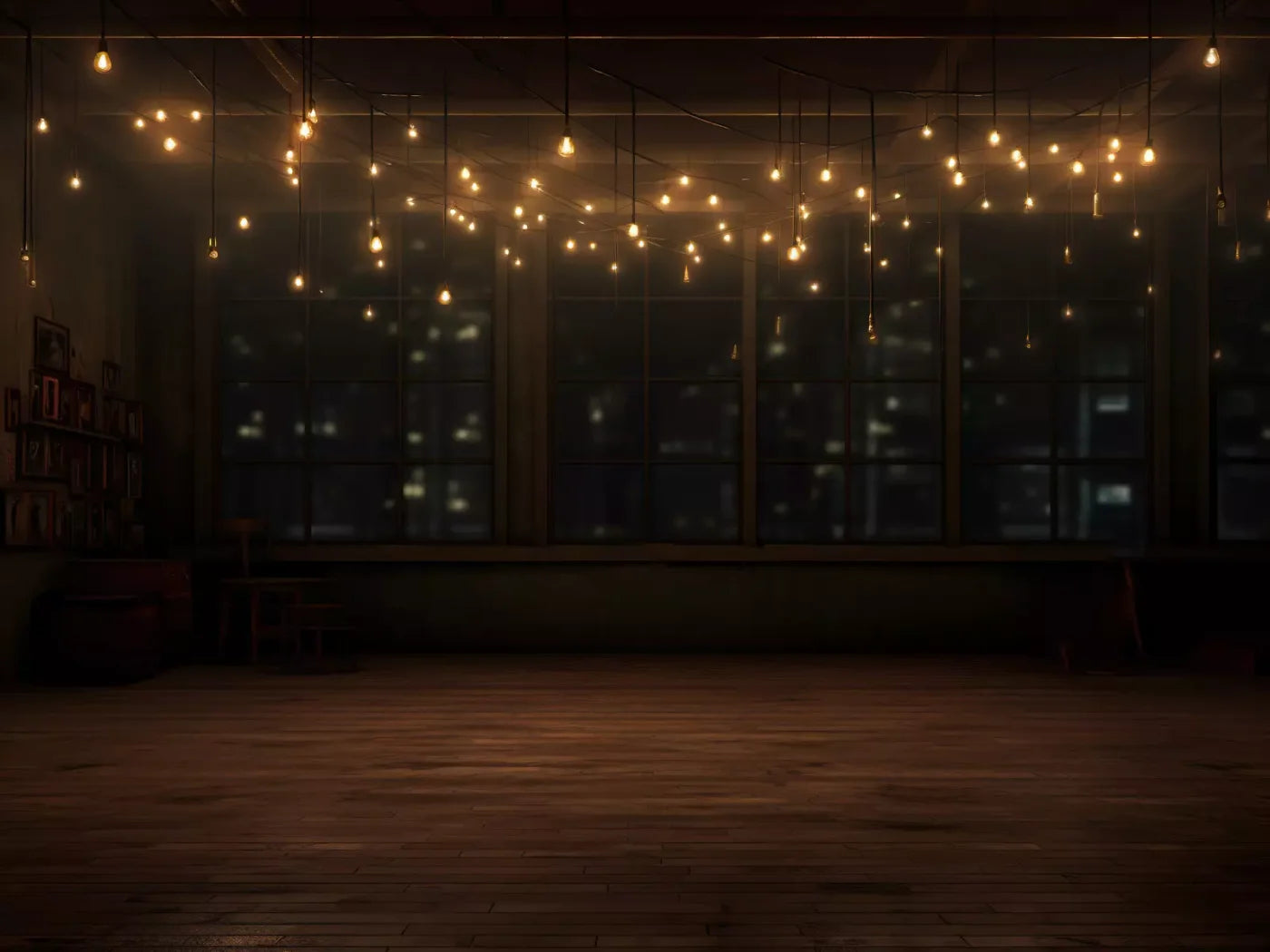Cafe Lights Horizontal I 6’8X5’ Fleece (80 X 60 Inch) Backdrop