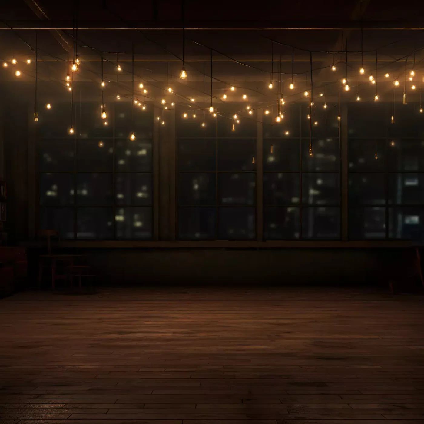 Cafe Lights Horizontal I 8’X8’ Fleece (96 X Inch) Backdrop