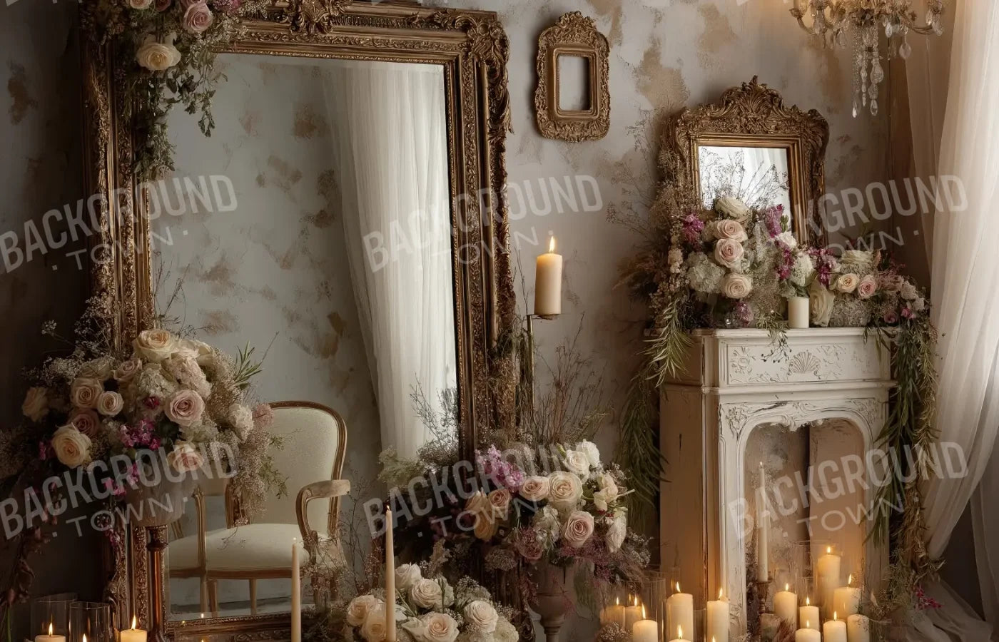 Candles And Mirror 2 14’x9’ UltraCloth (168 x 108 inch) Backdrop