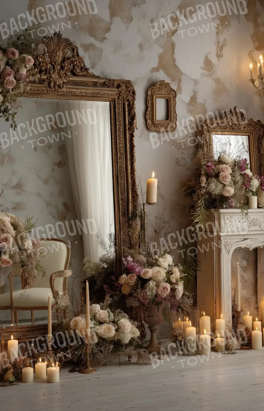 Candles And Mirror 2 9’x14’ UltraCloth (108 x 168 inch) Backdrop