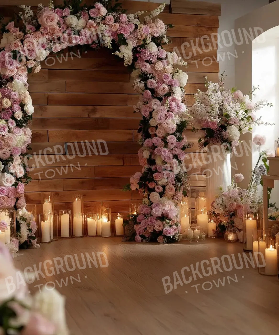 Candlelit Pink Floral Archway 10’x12’ UltraCloth (120 x 144 inch) Backdrop