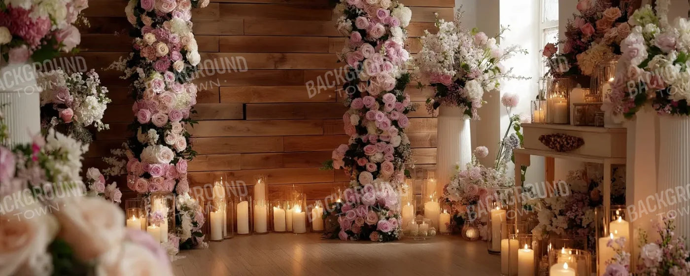 Candlelit Pink Floral Archway 20’x8’ UltraCloth (240 x 96 inch) Backdrop