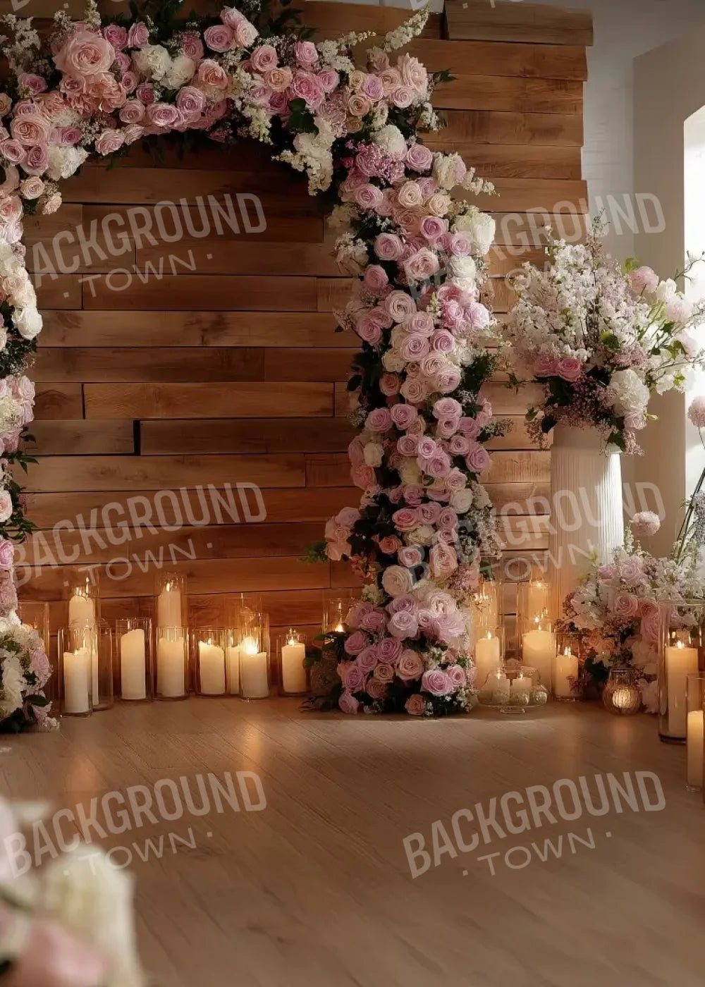 Candlelit Pink Floral Archway 5’x7’ UltraCloth (60 x 84 inch) Backdrop