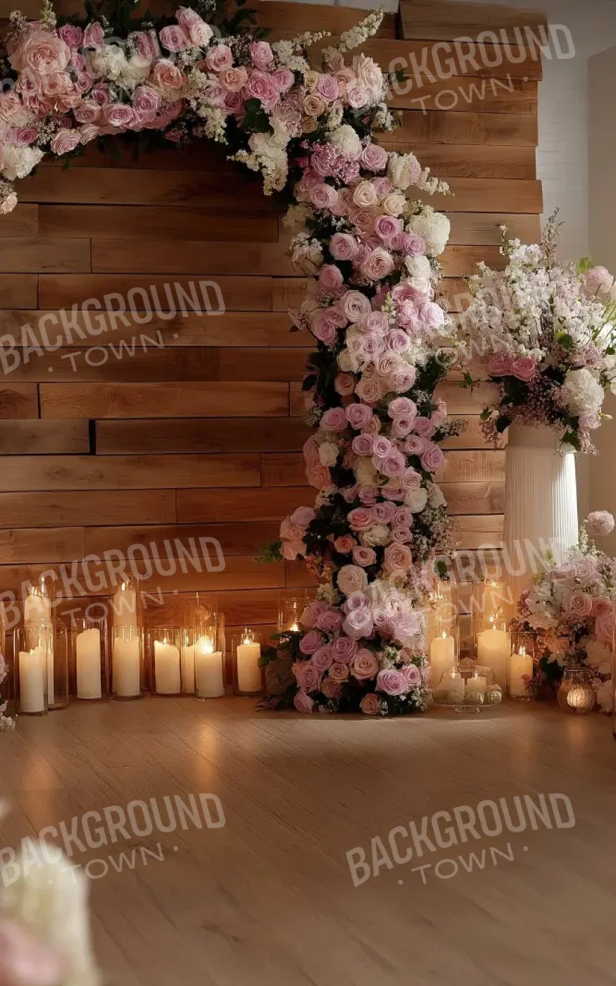 Candlelit Pink Floral Archway 5’x8’ UltraCloth (60 x 96 inch) Backdrop