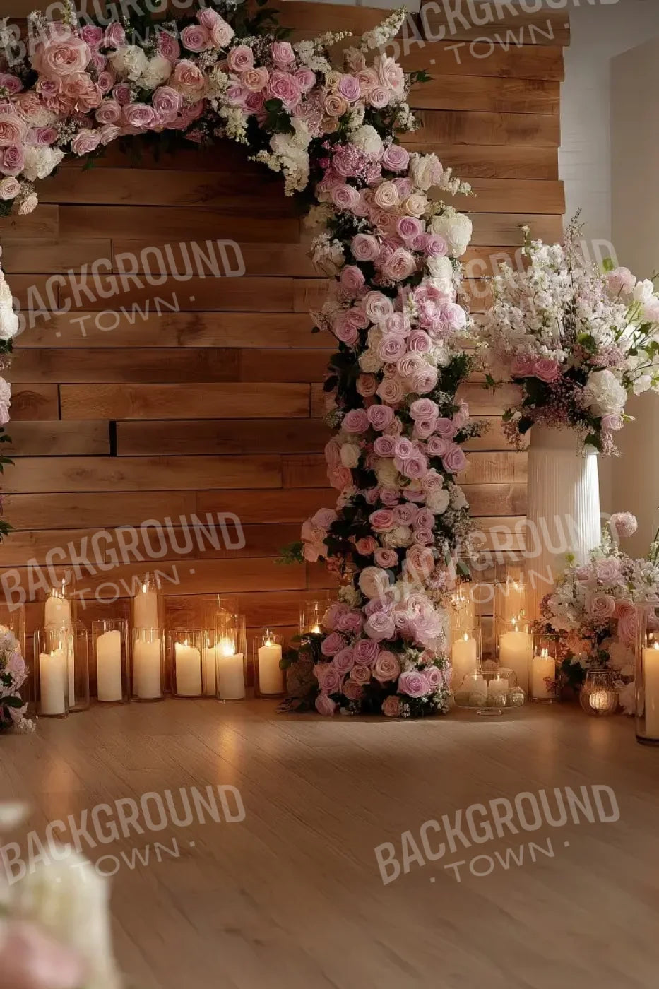 Candlelit Pink Floral Archway 8’x12’ UltraCloth (96 x 144 inch) Backdrop