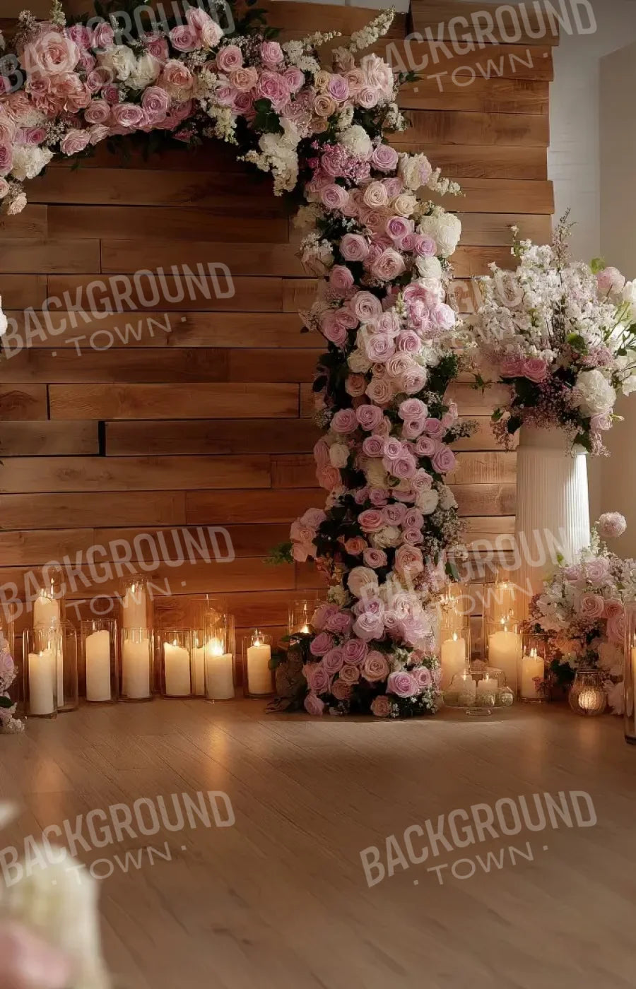 Candlelit Pink Floral Archway 9’x14’ UltraCloth (108 x 168 inch) Backdrop
