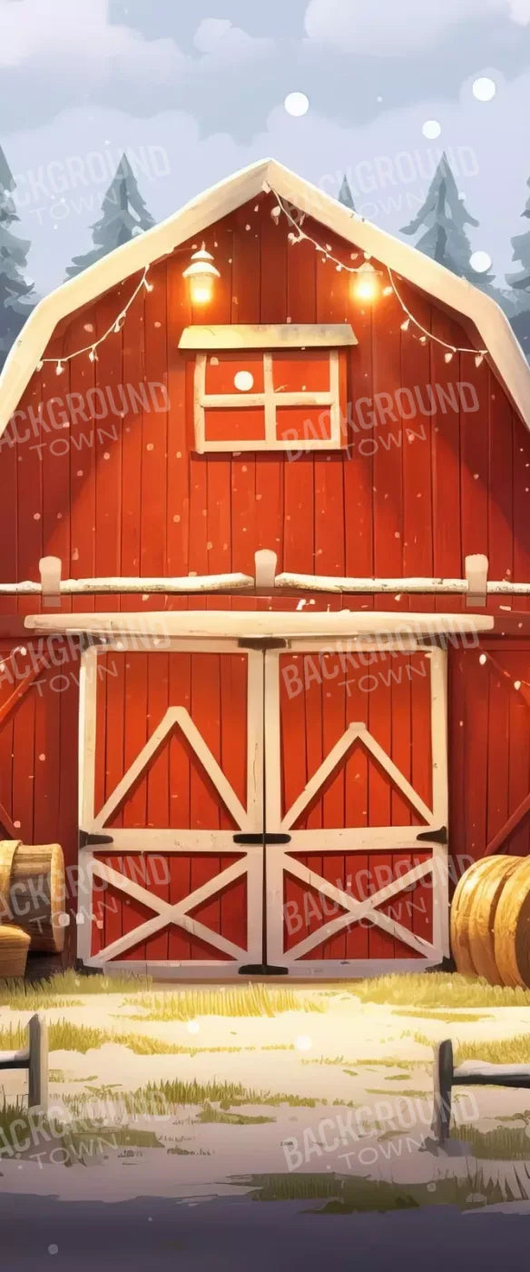 Cartoon Holiday Barn 5’X12’ Ultracloth For Westcott X-Drop (60 X 144 Inch) Backdrop