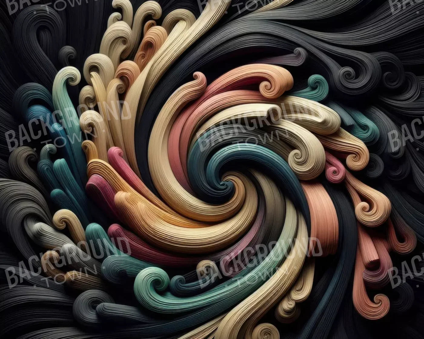 Carved Wooden Spiral 10’X8’ Fleece (120 X 96 Inch) Backdrop