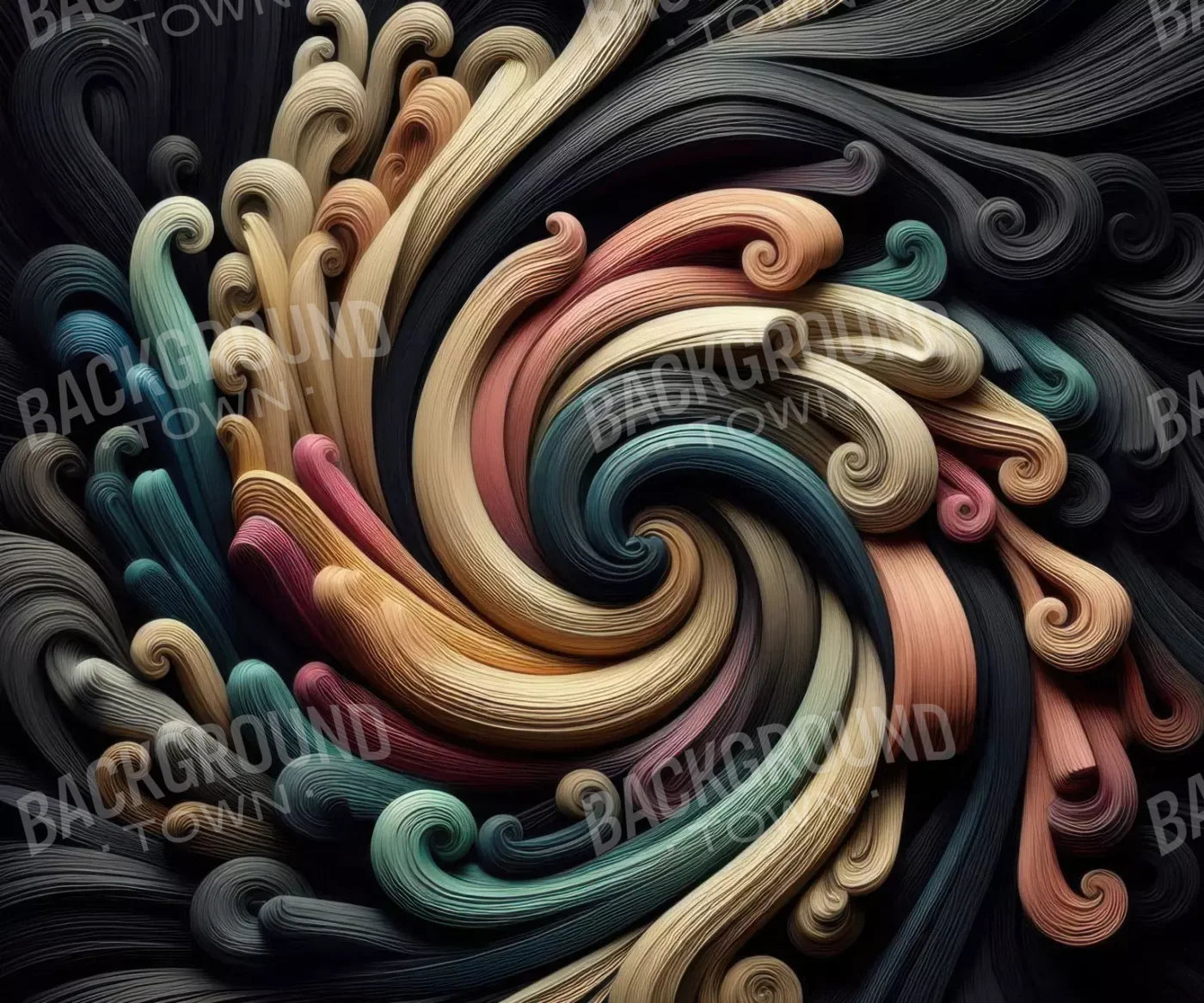 Carved Wooden Spiral 12’X10’ Ultracloth (144 X 120 Inch) Backdrop
