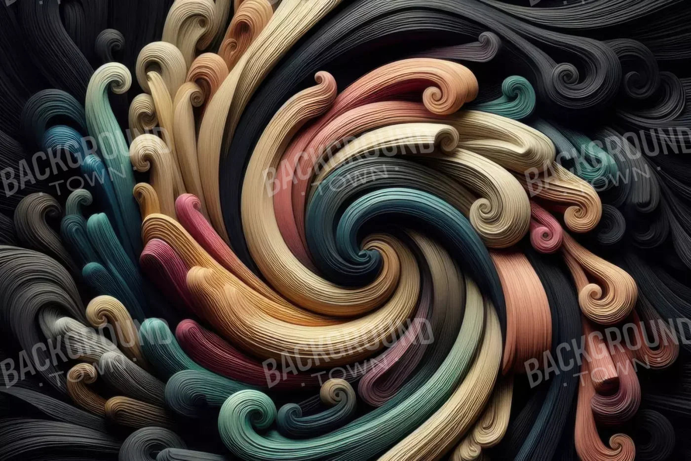 Carved Wooden Spiral 12’X8’ Ultracloth (144 X 96 Inch) Backdrop
