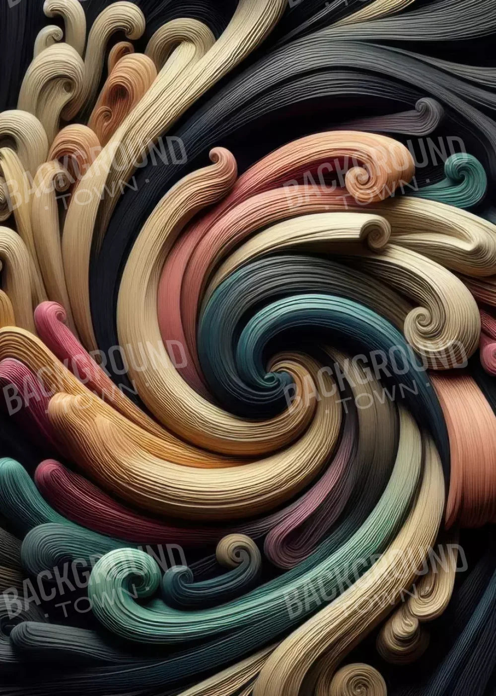 Carved Wooden Spiral 5’X7’ Ultracloth (60 X 84 Inch) Backdrop