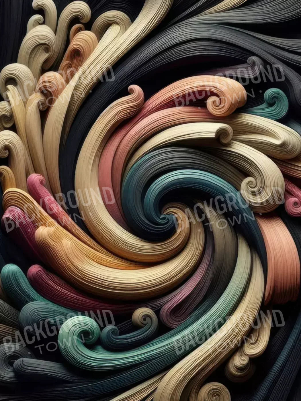 Carved Wooden Spiral 6’X8’ Fleece (72 X 96 Inch) Backdrop