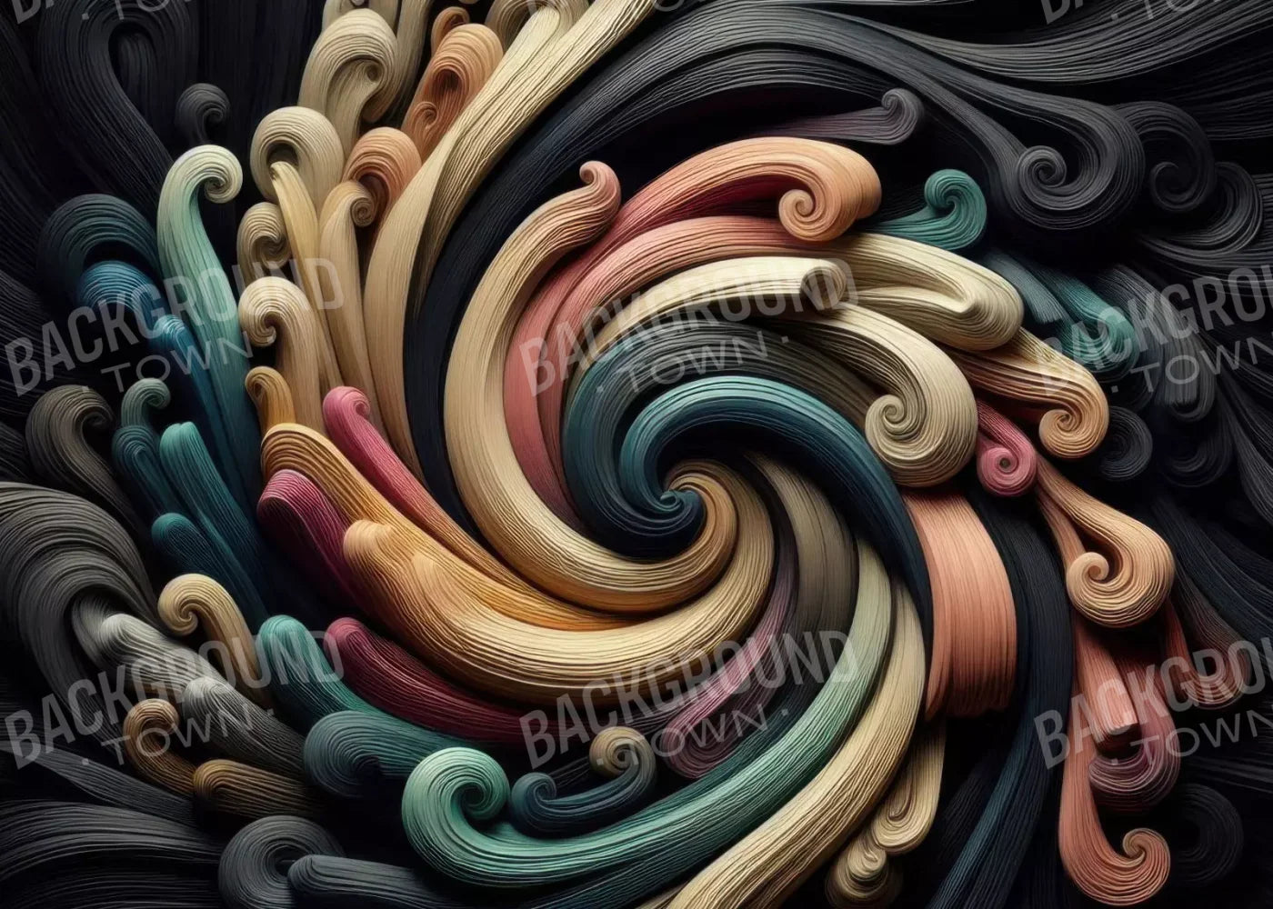 Carved Wooden Spiral 7’X5’ Ultracloth (84 X 60 Inch) Backdrop