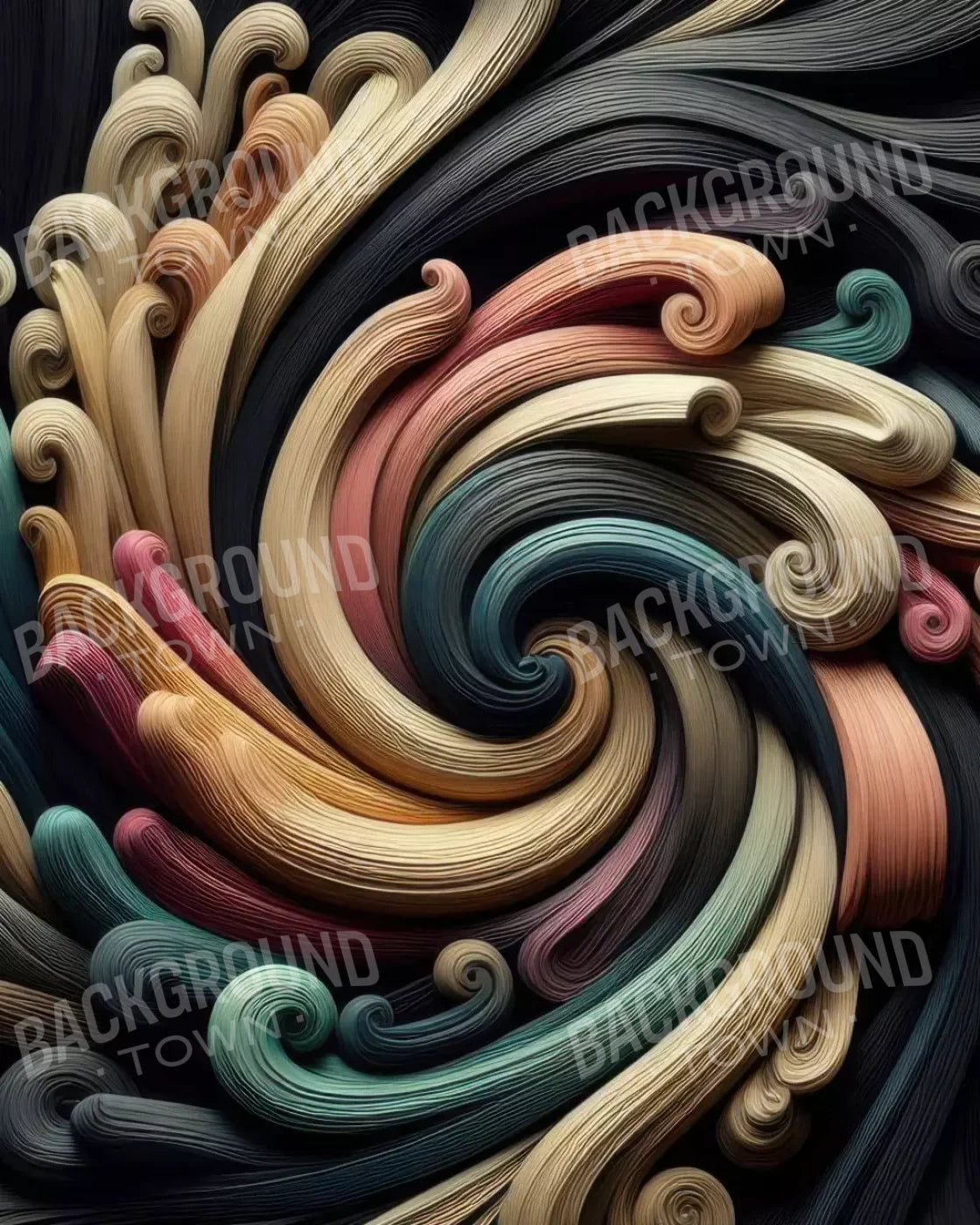Carved Wooden Spiral 8’X10’ Fleece (96 X 120 Inch) Backdrop