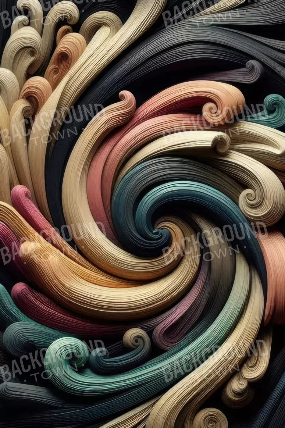 Carved Wooden Spiral 8’X12’ Ultracloth (96 X 144 Inch) Backdrop