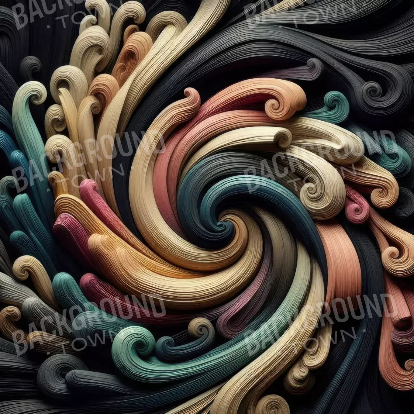 Carved Wooden Spiral 8’X8’ Fleece (96 X Inch) Backdrop