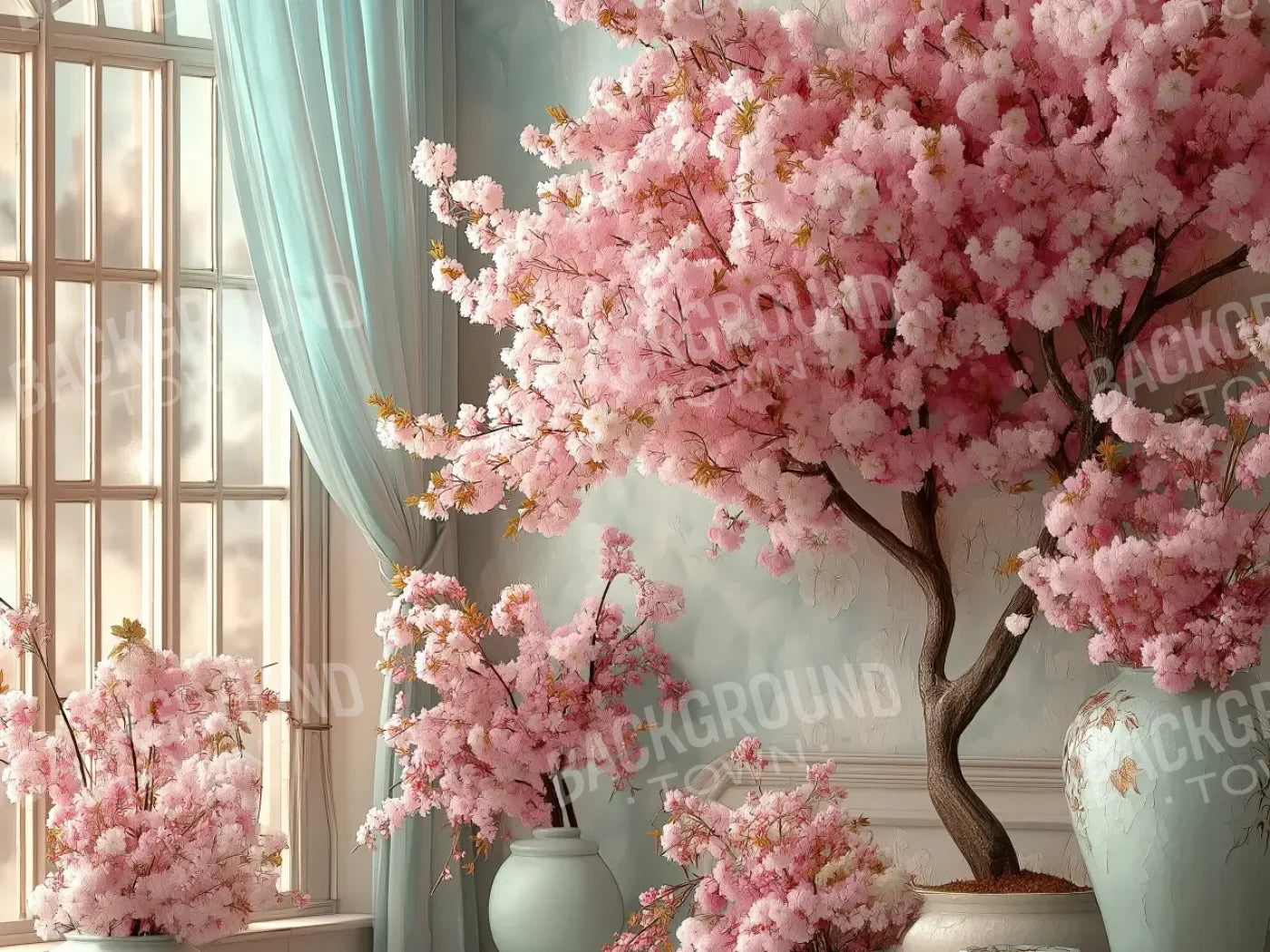 Cherry Bloosom Fall 8’x6’ Fleece (96 x 72 inch) Backdrop