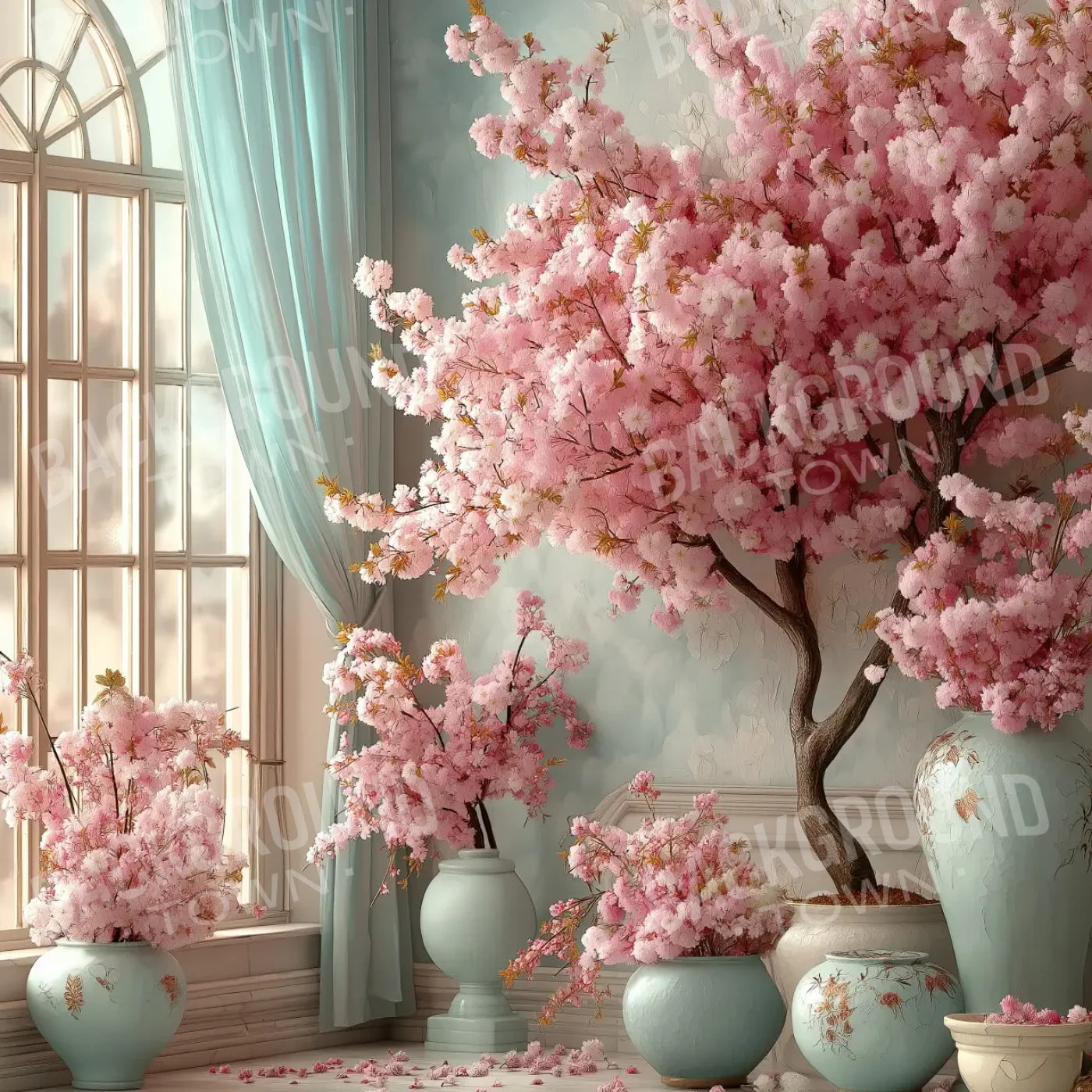 Cherry Bloosom Fall 8’x8’ Fleece (96 x 96 inch) Backdrop