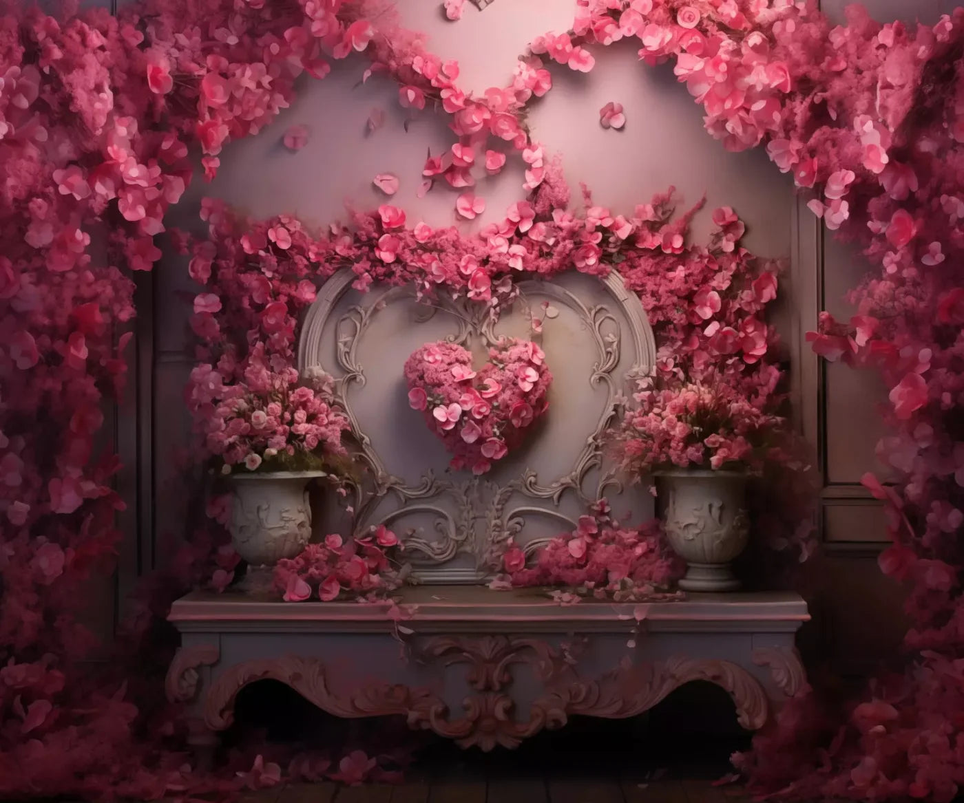 Cherry Blossom Love Ii 5’X4’2 Fleece (60 X 50 Inch) Backdrop
