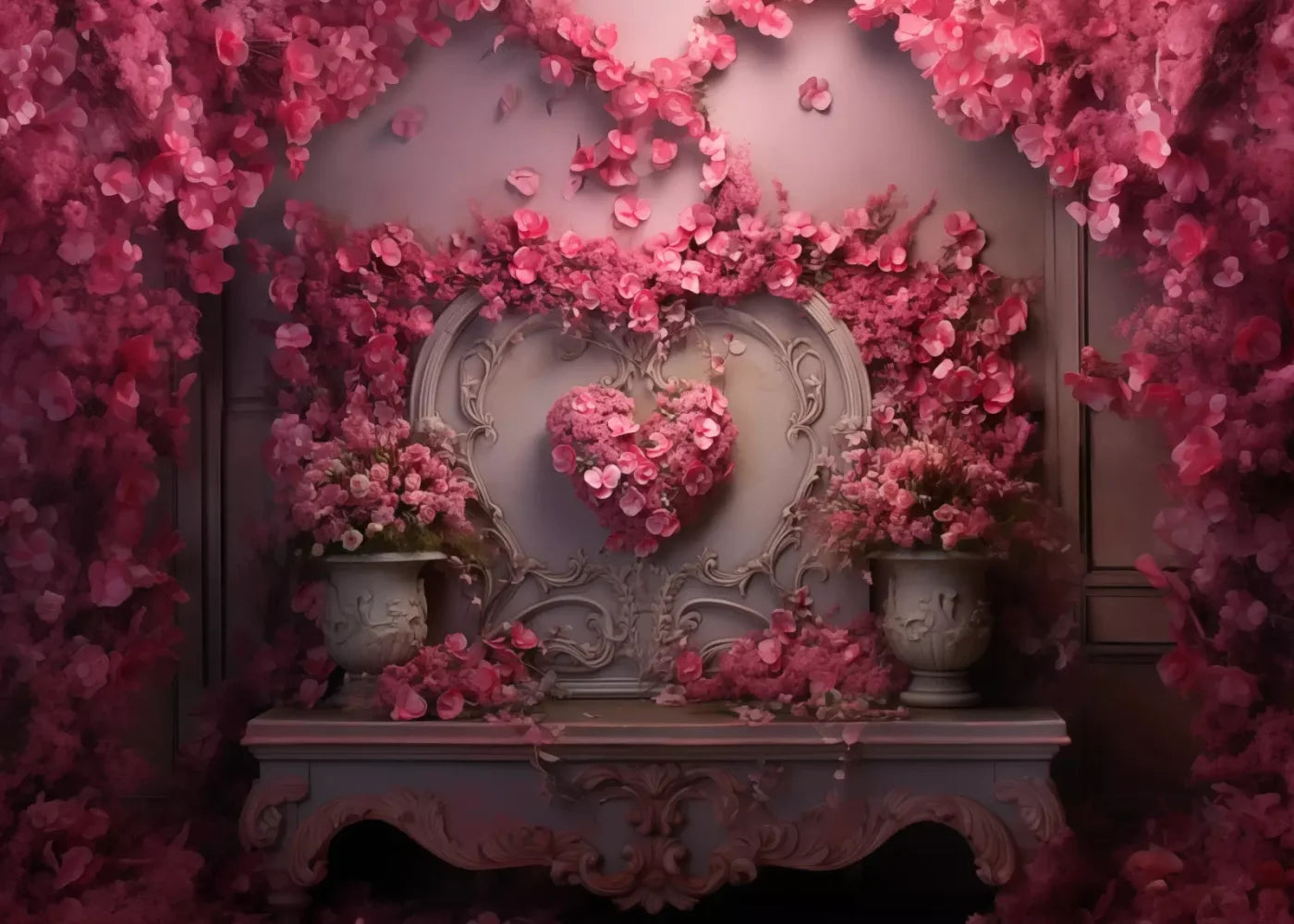 Cherry Blossom Love Ii 7’X5’ Ultracloth (84 X 60 Inch) Backdrop