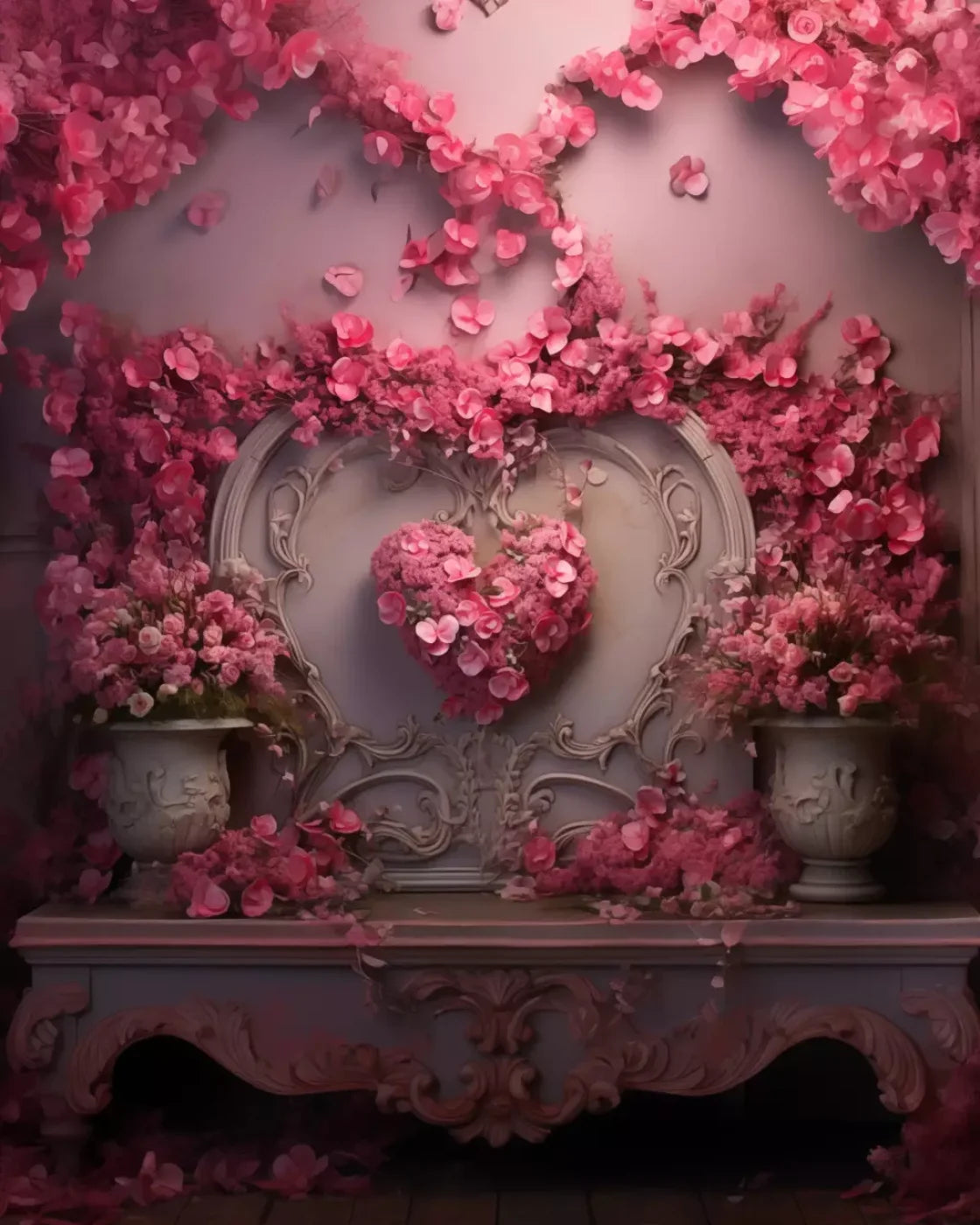Cherry Blossom Love Ii 8’X10’ Fleece (96 X 120 Inch) Backdrop