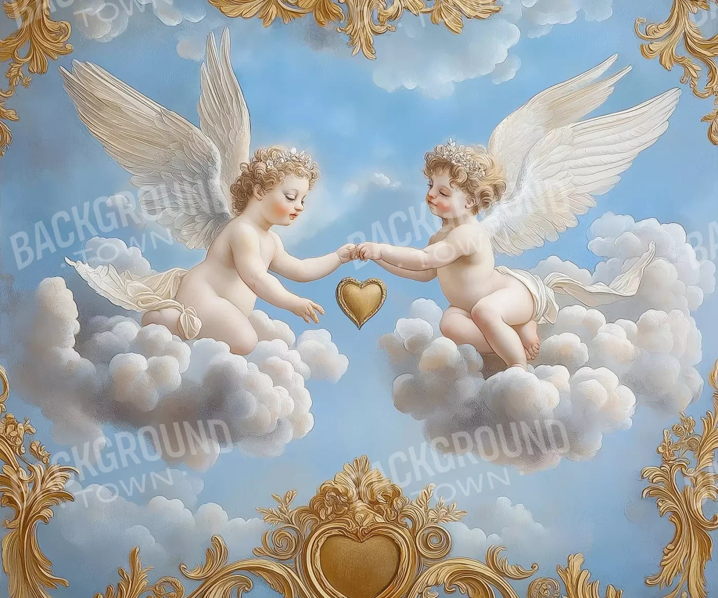 Cherubs In The Sky 12’X10’ Ultracloth (144 X 120 Inch) Backdrop