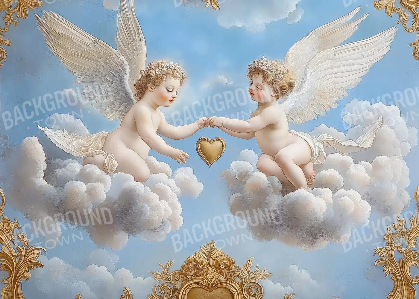 Cherubs In The Sky 7’X5’ Ultracloth (84 X 60 Inch) Backdrop