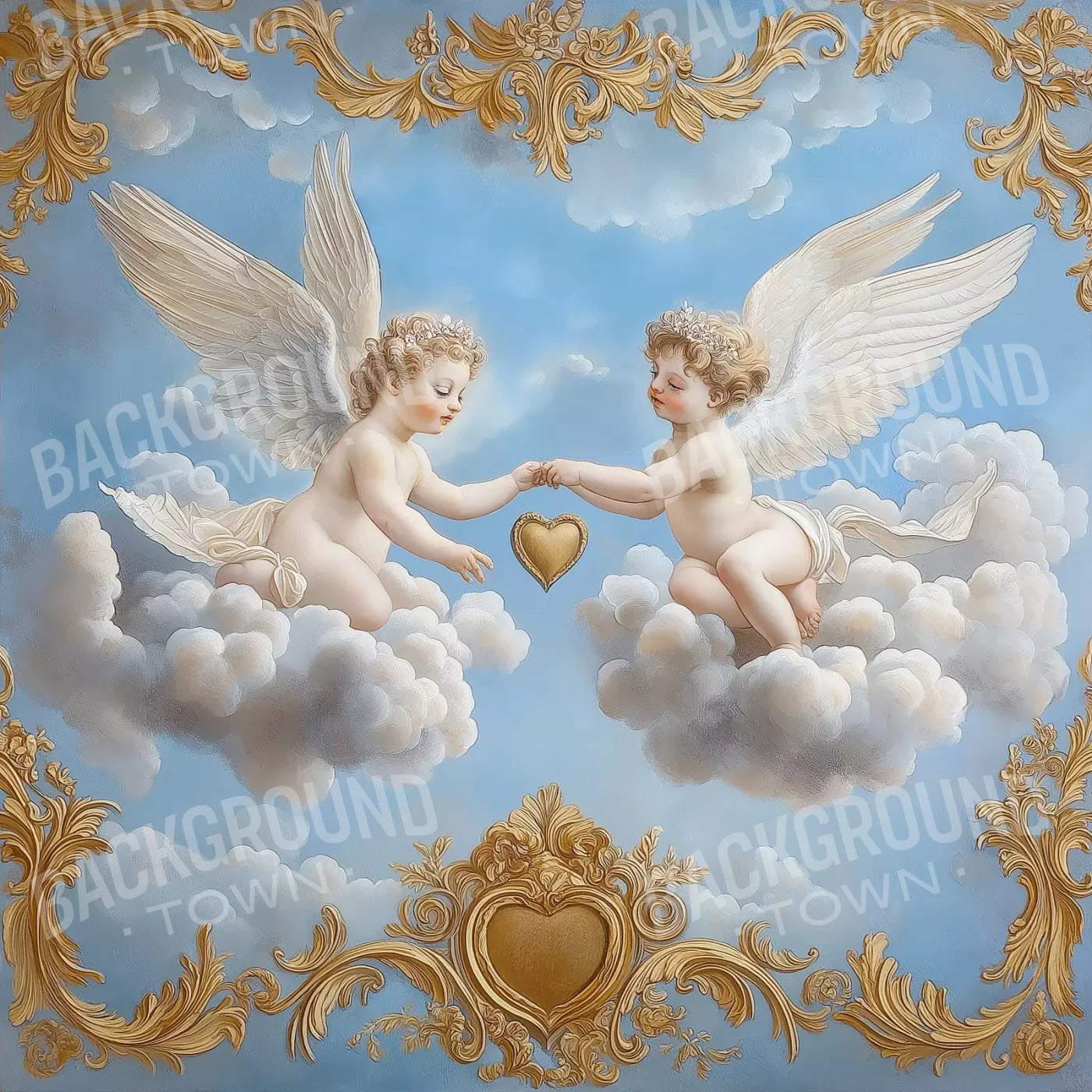 Cherubs In The Sky 8’X8’ Fleece (96 X Inch) Backdrop