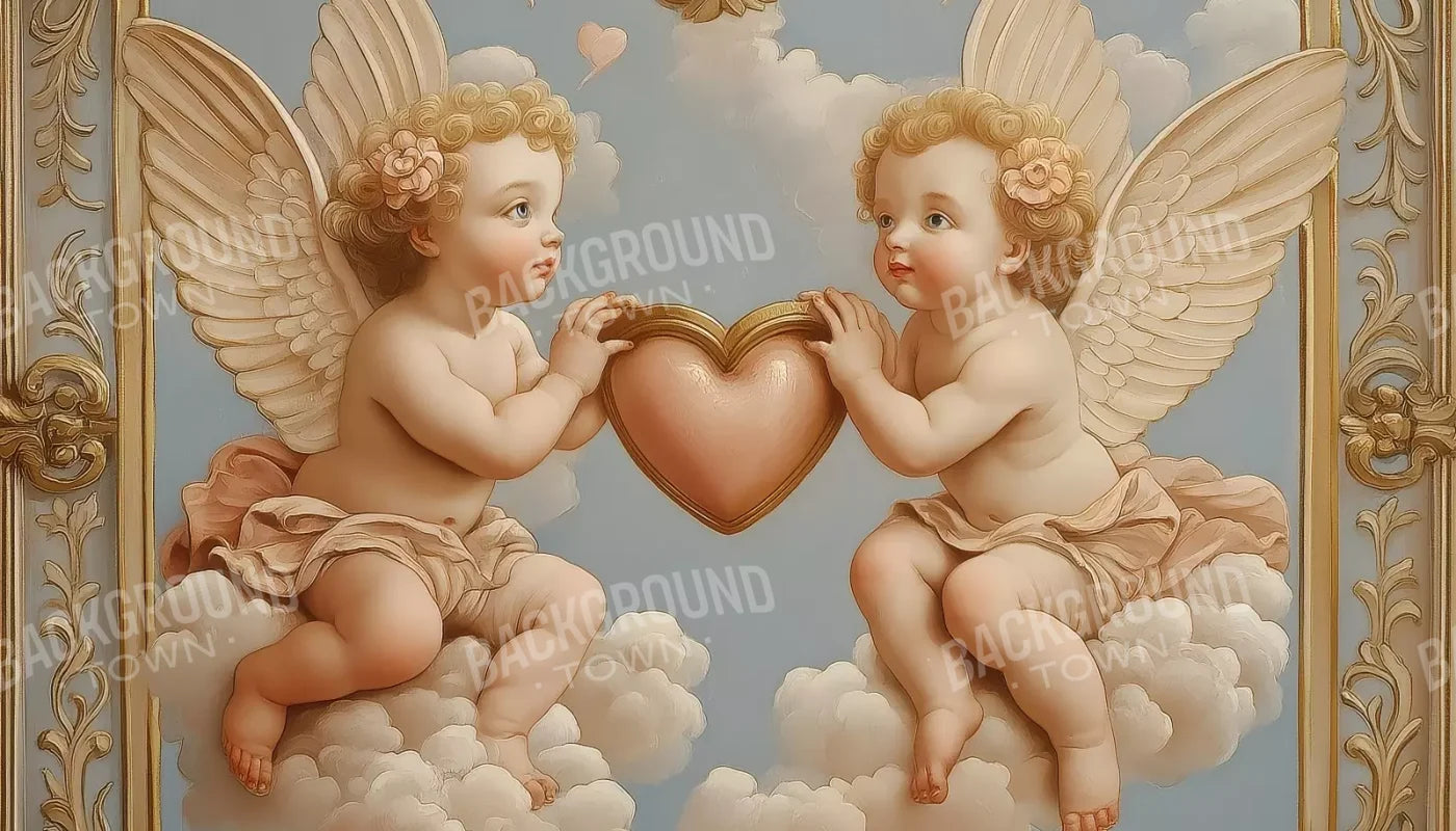 Cherubs With Gold Heart 14’X8’ Ultracloth (168 X 96 Inch) Backdrop