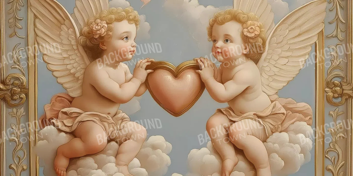 Cherubs With Gold Heart 16’X8’ Ultracloth (192 X 96 Inch) Backdrop