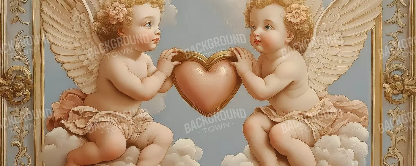 Cherubs With Gold Heart 20’X8’ Ultracloth (240 X 96 Inch) Backdrop