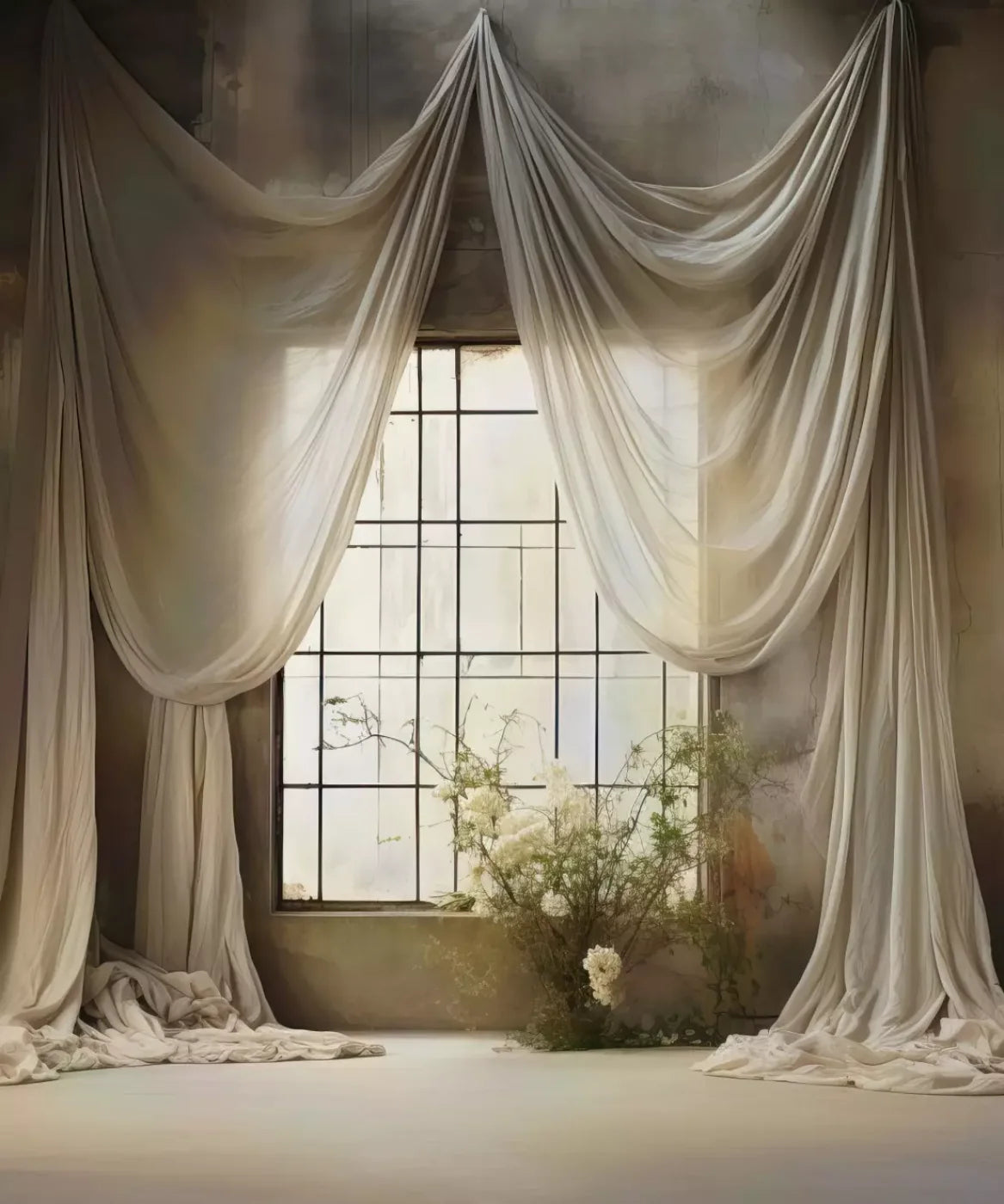 Chiffon Elegance In Creme 10X12 Ultracloth ( 120 X 144 Inch ) Backdrop