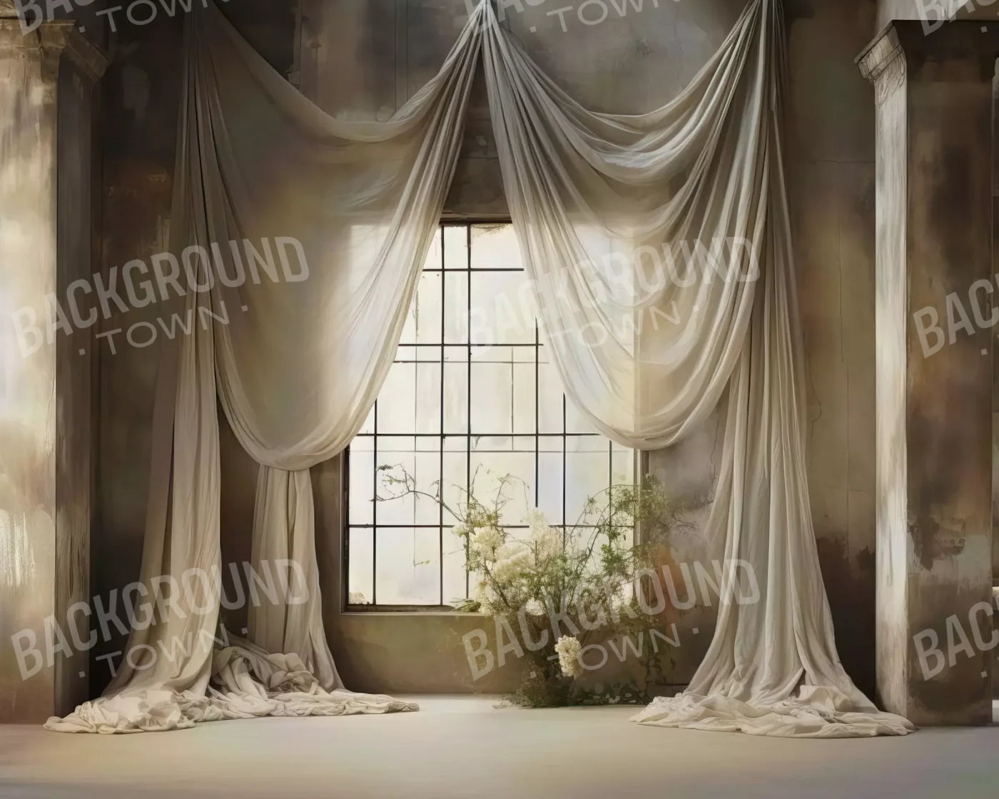 Chiffon Elegance In Creme 10X8 Fleece ( 120 X 96 Inch ) Backdrop