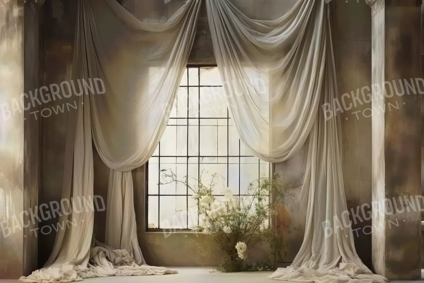 Chiffon Elegance In Creme 12X8 Ultracloth ( 144 X 96 Inch ) Backdrop
