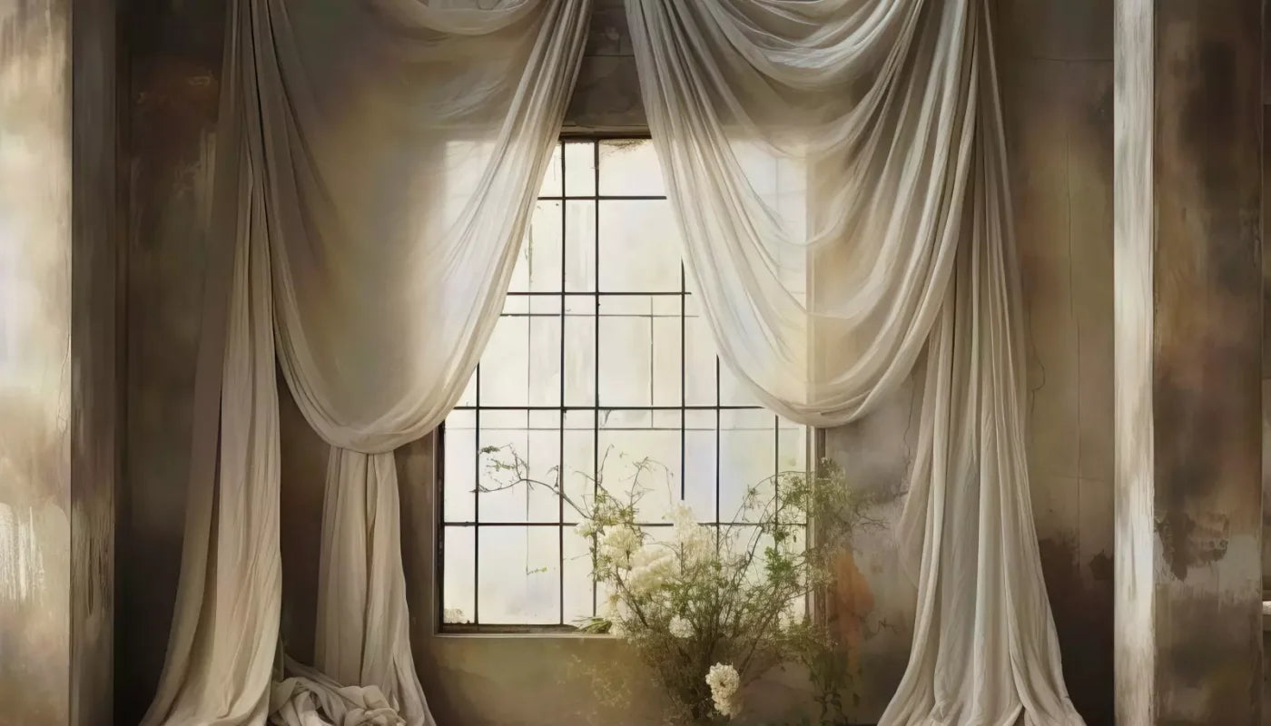 Chiffon Elegance In Creme 14X8 Ultracloth ( 168 X 96 Inch ) Backdrop
