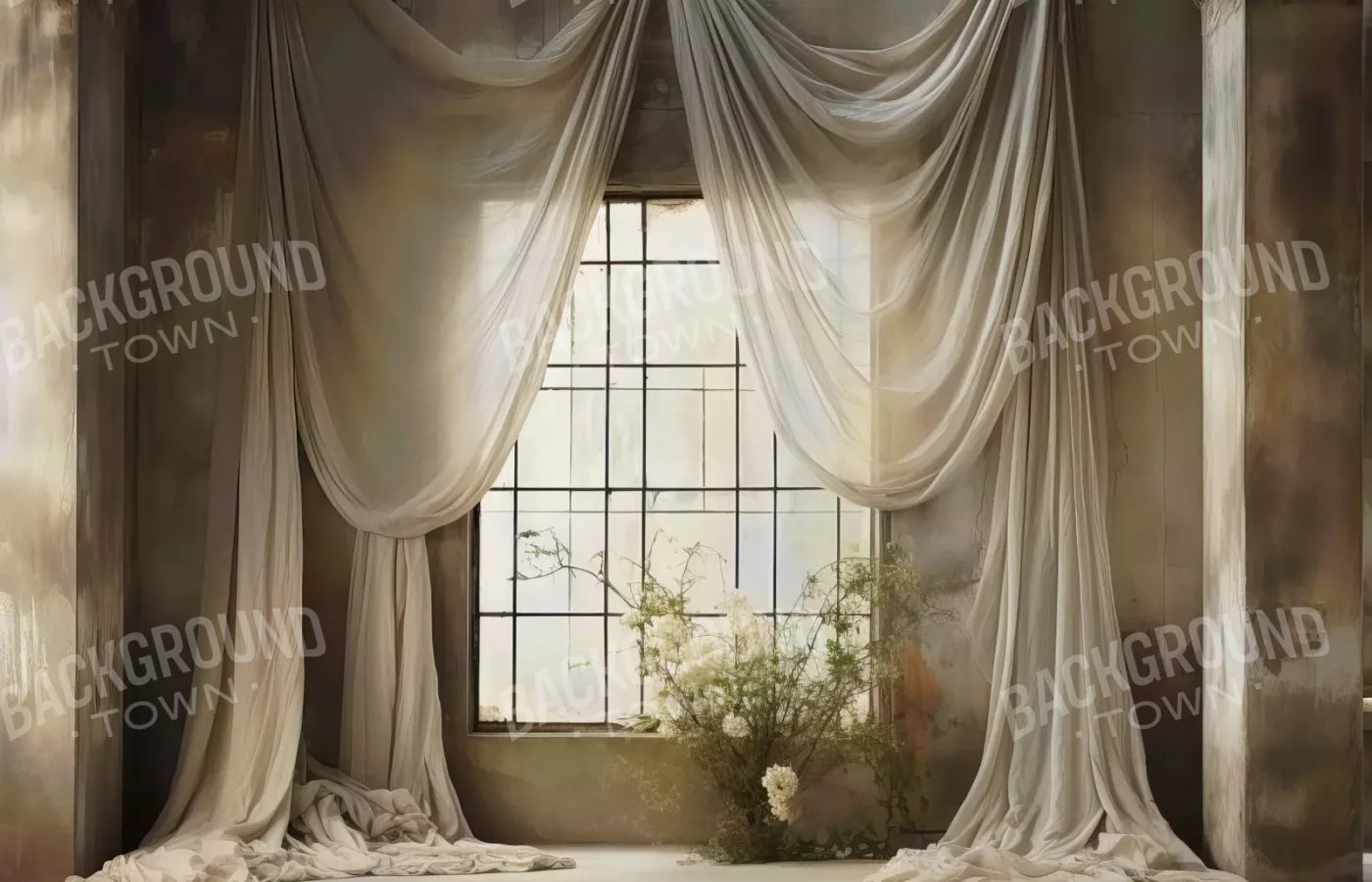 Chiffon Elegance In Creme 14X9 Ultracloth ( 168 X 108 Inch ) Backdrop