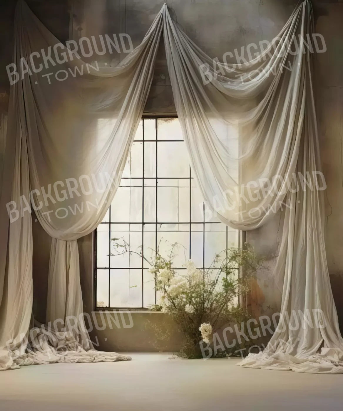 Beige Floral Backdrop for Photography