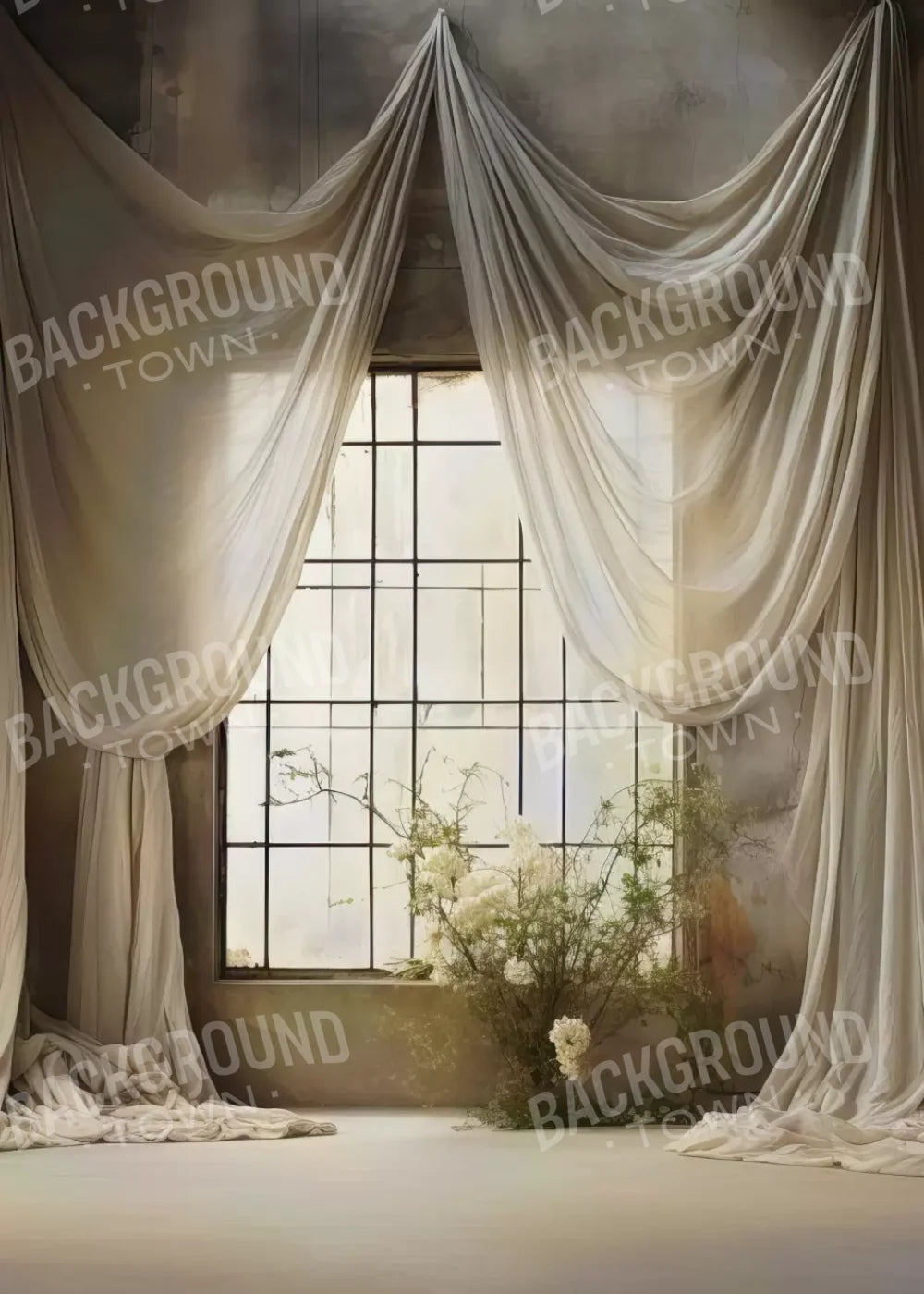 Chiffon Elegance In Creme 5X7 Ultracloth ( 60 X 84 Inch ) Backdrop