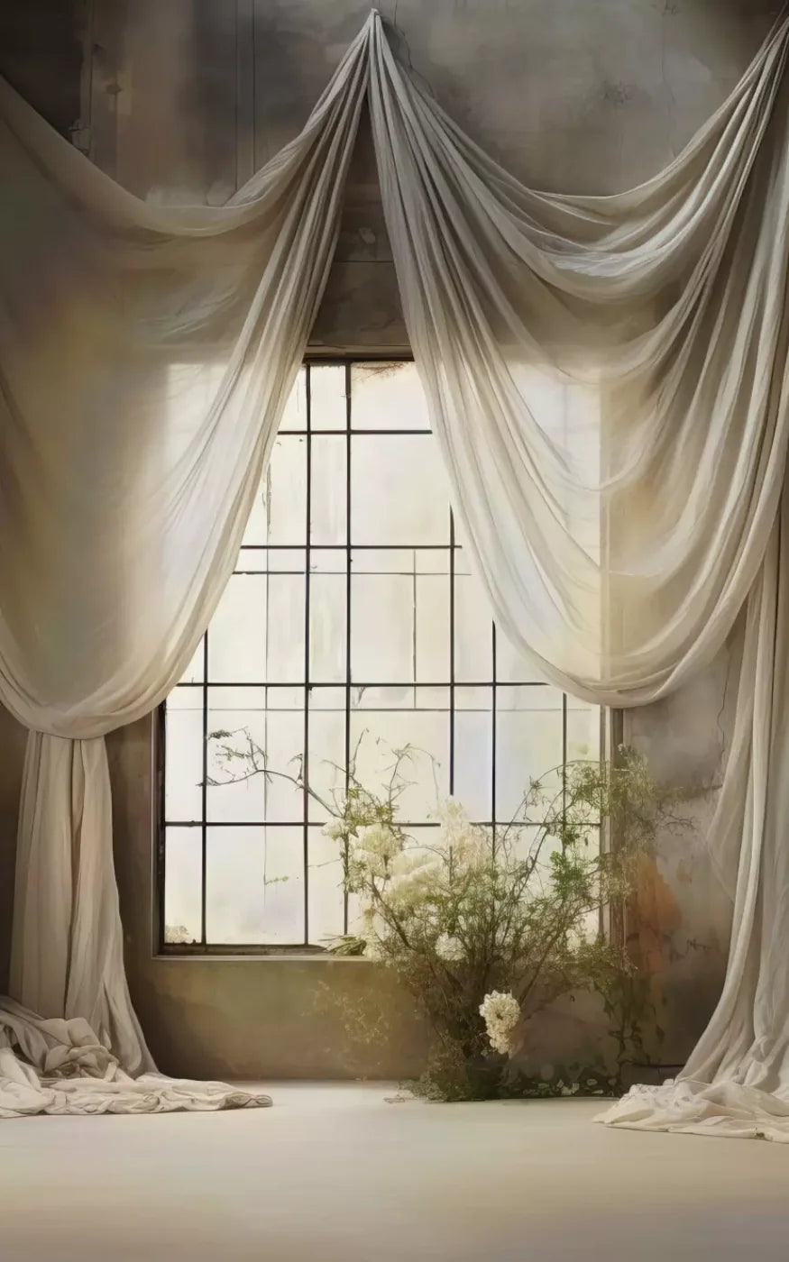 Chiffon Elegance In Creme 5X8 Ultracloth ( 60 X 96 Inch ) Backdrop