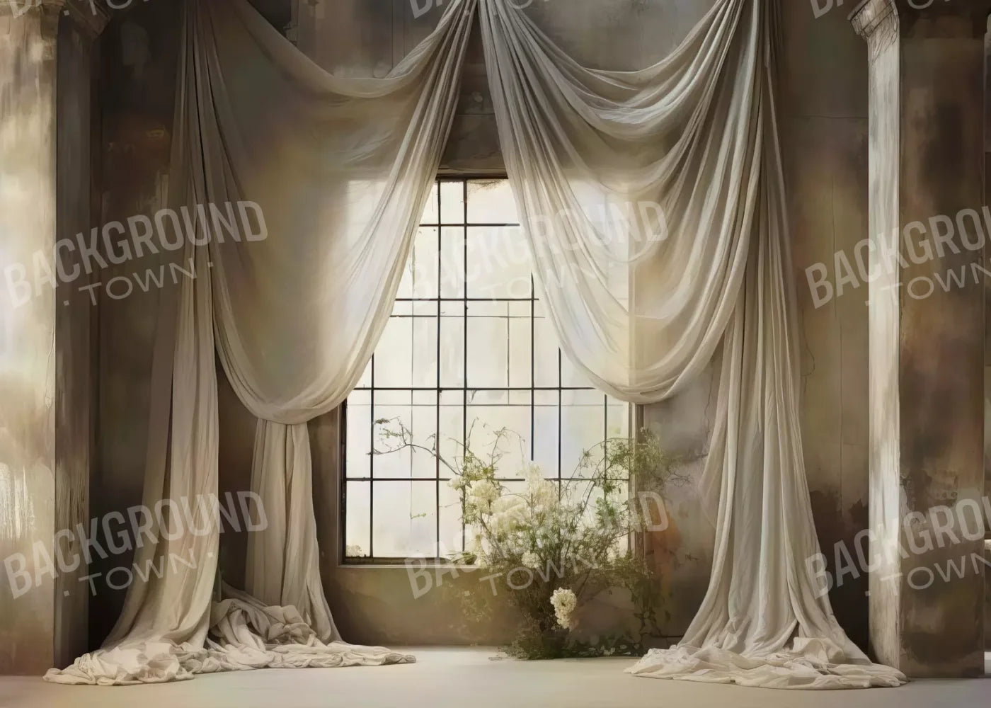 Chiffon Elegance In Creme 7X5 Ultracloth ( 84 X 60 Inch ) Backdrop