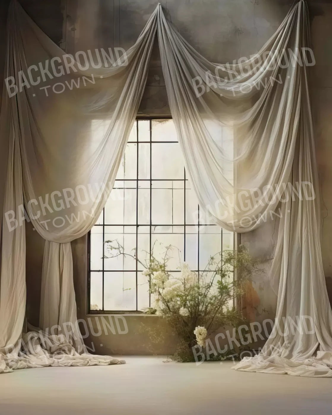 Chiffon Elegance In Creme 8X10 Fleece ( 96 X 120 Inch ) Backdrop